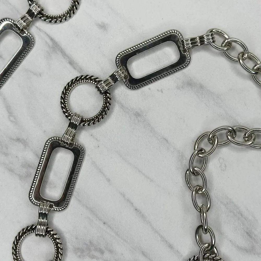 Textured Silver Chain Belt Rectangle Rope Large/XL (L/XL) ✨